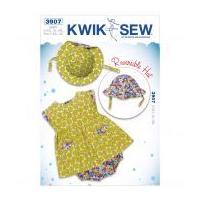 kwik sew baby sewing pattern 3907 dress bloomers reversible hat