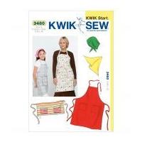 Kwik Sew Ladies & Girls Easy Learn to Sew Sewing Pattern 3480 Aprons & Head Scarves