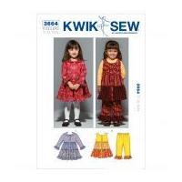 Kwik Sew Toddlers Sewing Pattern 3664 Girls Dresses & Pants