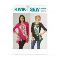 Kwik Sew Ladies Easy Sewing Pattern 4136 Diagonal Contrast Panel Tops