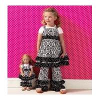 Kwik Sew Childrens & Dolls Ellie Mae Sewing Pattern 0135 Top, Pants & Overalls