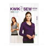 Kwik Sew Ladies Easy Sewing Pattern 3740 Cowl & Scoop Neck Tops
