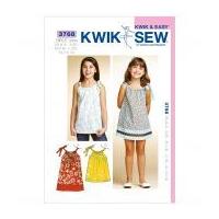 Kwik Sew Childrens Sewing Pattern 3768 Girls Summer Dress & Tunic Top