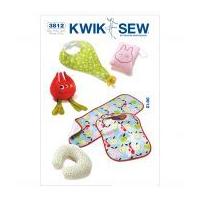 Kwik Sew Kwik Baby Easy Sewing Pattern 3812 Bibs, Burp Cloth, Pillows & Toy
