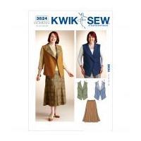 Kwik Sew Ladies Plus Size Sewing Pattern 3824 Waistcoat & Skirt