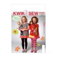 kwik sew childrens easy sewing pattern 3958 girls tops leggings