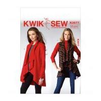 Kwik Sew Ladies Easy Sewing Pattern 3977 Waterfall Front Waistcoat & Jacket