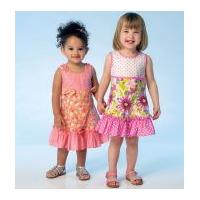 Kwik Sew Toddlers Sewing Pattern 4109 Sleeveless Dresses with Contrast Ruffles