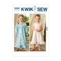 Kwik Sew Toddlers Easy Sewing Pattern 3423 Nightgowns Sleepwear