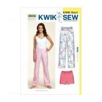 Kwik Sew Ladies Easy Learn to Sew Sewing Pattern 3602 Pyjama Pants & Shorts