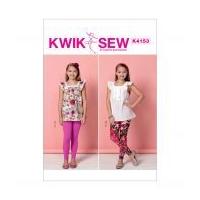 kwik sew girls easy sewing pattern 4153 square neckline tops leggings