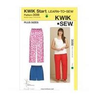 Kwik Sew Ladies Plus Size Easy Learn to Sew Sewing Pattern 3588 Pants & Shorts