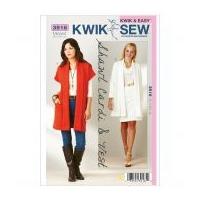 Kwik Sew Ladies Easy Sewing Pattern 3916 Shawl Cardigan & Waistcoat