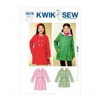 Kwik Sew Childrens Sewing Pattern 3818 Girls Double Breasted Coats