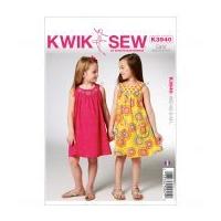 Kwik Sew Childrens Easy Sewing Pattern 3940 Girls Pretty Summer Dresses