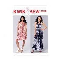 Kwik Sew Ladies Sewing Pattern 4169 Mock Wrap Dresses & Sash