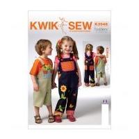 Kwik Sew Toddlers Sewing Pattern 3948 Girls & Boys Dungarees Overalls