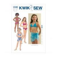 Kwik Sew Childrens Swimwear Easy Sewing Pattern 3165 Bikini's & Sarong