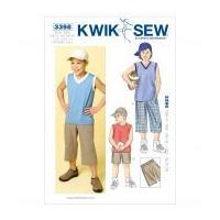 Kwik Sew Childrens Sewing Pattern 3398 Boys Shorts, Tops & Cap Hat