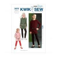Kwik Sew Childrens Easy Sewing Pattern 3476 Tunic Tops & Leggings