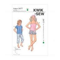 Kwik Sew Childrens Easy Sewing Pattern 3477 Pyjama Tops & Shorts