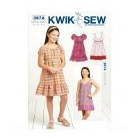 Kwik Sew Childrens Sewing Pattern 3674 Girls Empire Dresses