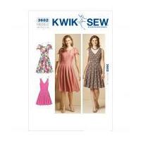 Kwik Sew Ladies Sewing Pattern 3682 Fitted Dresses with Pleated Skirts