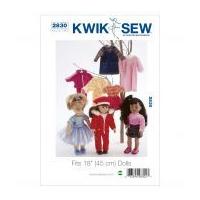 Kwik Sew Crafts Sewing Pattern 2830 Doll Clothes Wardrobe