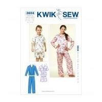 Kwik Sew Childrens Unisex Sewing Pattern 3604 Pyjama Pants, Shorts & Tops