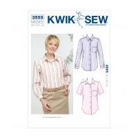 Kwik Sew Ladies Sewing Pattern 3555 Long & Short Sleeve Shirt Tops