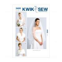 Kwik Sew Ladies Sewing Pattern 3405 Bridal Wedding Veils & Wraps