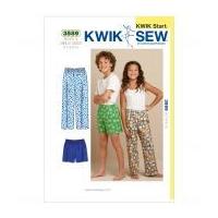 Kwik Sew Childrens Easy Learn to Sew Sewing Pattern 3589 Pyjama Bottoms Pants & Shorts