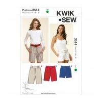 Kwik Sew Ladies Sewing Pattern 3614 Fitted Shorts in 3 Lengths