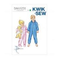 Kwik Sew Childrens Easy Sewing Pattern 2704 Sleepers, Jumpsuits, Onesies
