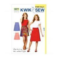 Kwik Sew Ladies Easy Learn to Sew Sewing Pattern 3877 A Line Skirts