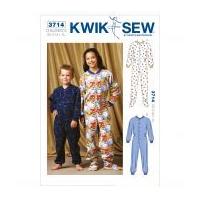Kwik Sew Childrens Unisex Easy Sewing Pattern 3714 Onesie All-in-one Pyjamas
