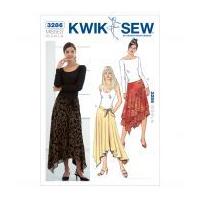 Kwik Sew Ladies Easy Sewing Pattern 3286 Uneven Hemline Skirts