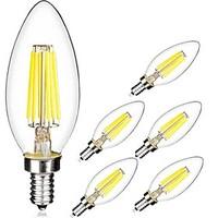 KWB 6PCS 6W E14 LED Filament Bulbs C35 6 COB 560 lm Cool White/warm white(220-240V)