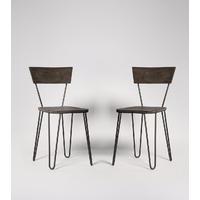 Kyoto Dining chair, set of two in Mango wood & Gunmetal