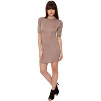 kylie curved hem bodycon dress mocha