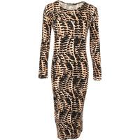 Kylee Long Sleeve Snake Print Dress - Black