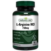 L-Arginine HCl, 750mg amino acid - 90 tablets by Nature\'s Aid mm