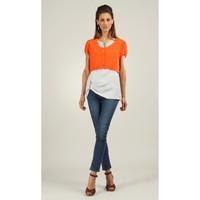 l33 top rose womens blouse in orange