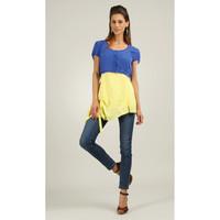 l33 top rose womens blouse in blue