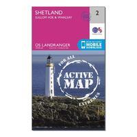 Landranger Active 2 Shetland Sullom Voe & Whalsay Map With Digital Version