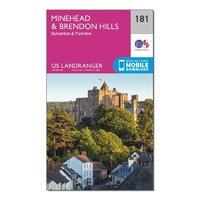 Landranger 181 Minehead & Brendon Hills, Dulverton & Tiverton Map With Digital Version
