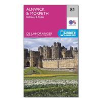 Landranger 81 Alnwick & Morpeth, Rothbury & Amble Map With Digital Version