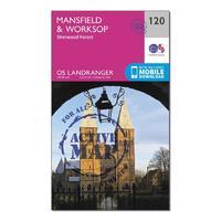 Landranger Active 120 Mansfield & Worksop, Sherwood Forest Map With Digital Version
