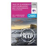 Landranger Active 170 Vale of Glamorgan, Rhondda & Porthcawl Map With Digital Version