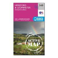 landranger active 149 hereford leominster bromyard ledbury map with di ...